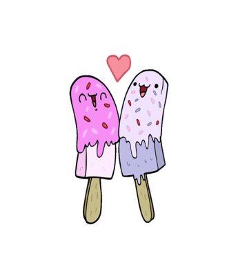 Âşık olmuş basit bir çizgi film karakteri.