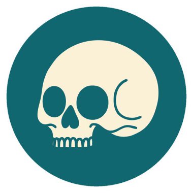 Bir kafatasının basit bir döngü ikonik dövme görüntüsü