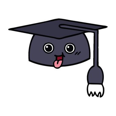 Mezuniyet şapkasının basit bir çizgi filmi.