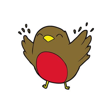 Basit bir döngülü çizgi film Robin kanat çırpıyor