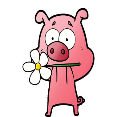 Basit bir döngülü mutlu çizgi film domuzu