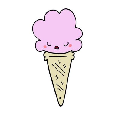 Yüzü olan basit bir çizgi film dondurması.