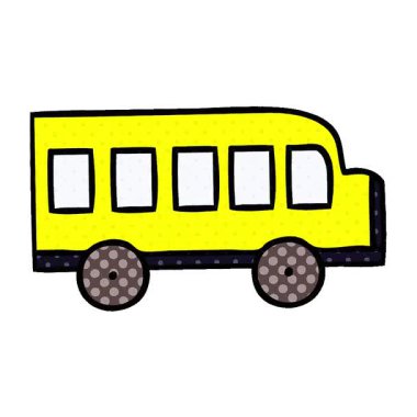 Bir okul otobüsünün basit bir çizgi roman çizgi filmi.