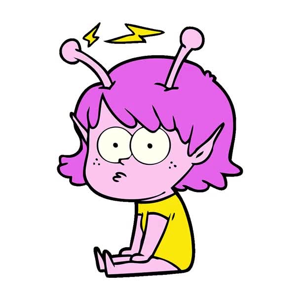 Una Simple Chica Alienígena Dibujos Animados Bucle — Vídeo de stock