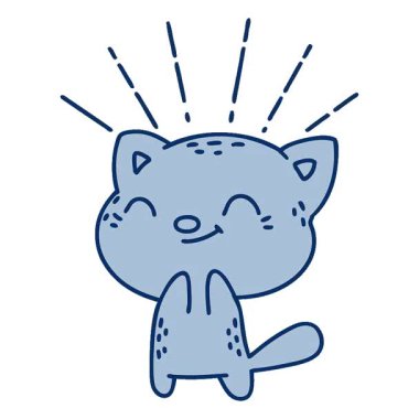 Geleneksel dövme stili mutlu bir kedinin basit bir döngü canlandırması