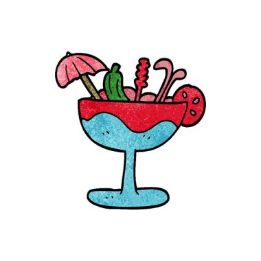 Basit bir döngülü çizgi film karikatürü tropik kokteyl.