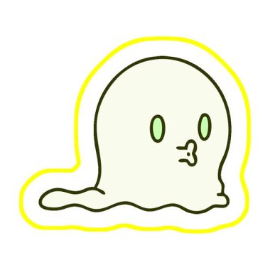 Ürkütücü bir hayaletin basit bir çizgi filmi.