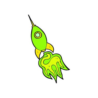 Basit bir çizgi film animasyon uzay roketi