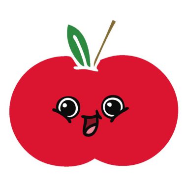 Basit bir döngülü düz renkli kırmızı elma çizgi filmi.