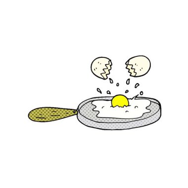 Basit bir kızarma animasyonu serbest çizim karikatür yumurtası