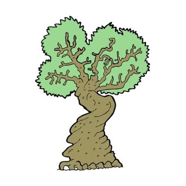 Basit bir çizgi film animasyonu Büyük yaşlı ağaç