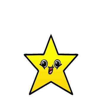 Basit bir döngü çizimi, bir altın yıldızın gölgeli karikatürü.