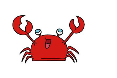 Basit bir döngü hareketli el çizimi komik çizgi film mutlu yengeç