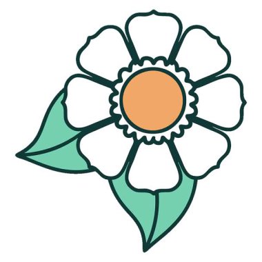 Bir çiçeğin basit bir ikonik dövme görüntüsü