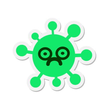 Basit bir döngü animasyonu üzgün bakışlı virüs çıkartması