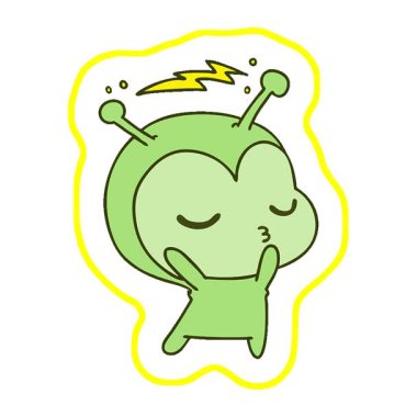 Şirin bir kawaii uzaylısının basit bir serbest çizim çizimi.