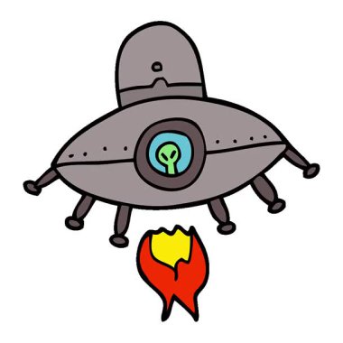 Basit bir çizgi film animasyonu. Uzaylı uzay gemisi.