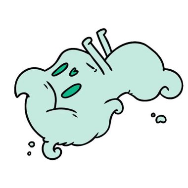 Bir kawai sevimli hayaletinin basit bir çizgi film çizimi.