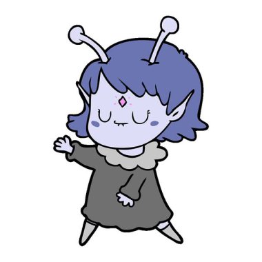 Basit bir döngü çizgi film kızı dans ediyor.