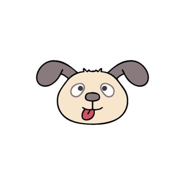 Basit bir döngü hareketli el çizimi çizgi film köpek yüzü