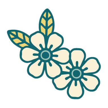 Bir çiçeğin basit bir ikonik dövme görüntüsü