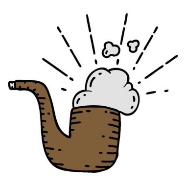 Geleneksel dövme stili sigara piposunun basit bir döngü canlandırması