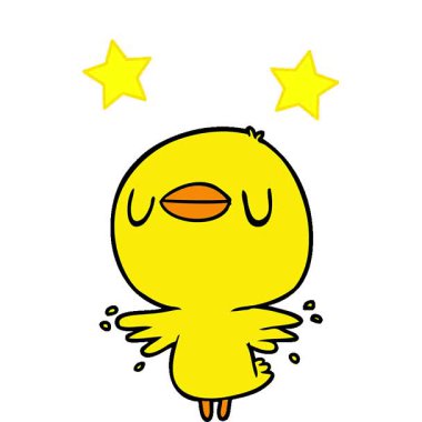 Kanatlarını çırpan basit bir çizgi film karakteri.