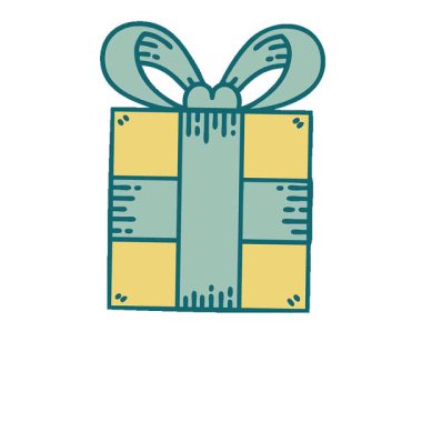 Bir hediyenin basit bir döngü ikonik dövme görüntüsü