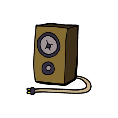 Basit bir çizgi film çizimi. Eski ahşap hoparlör.