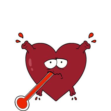 Basit bir döngü çizgi filmi, sağlıksız kalp.