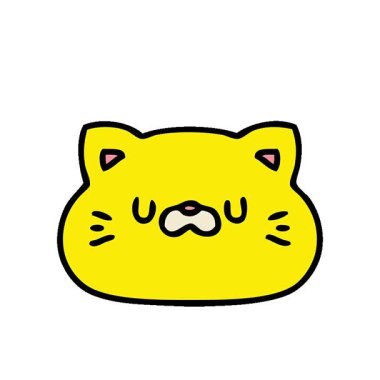 Küçük şirin bir kedi suratının basit bir çizgi filmi.