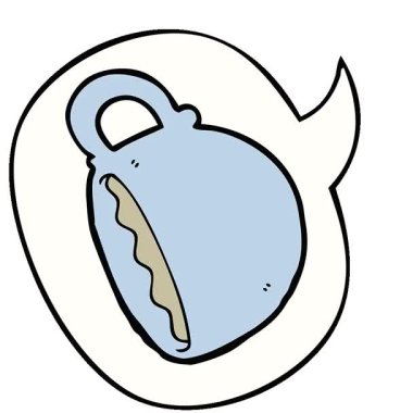 Konuşma balonlu basit bir çizgi film kahve fincanı.