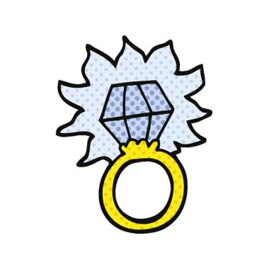Basit bir çizgi roman stili elmas yüzük.
