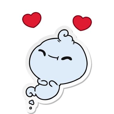 Kawaii korkunç hayaletinin basit bir serbest çizim karikatürü.