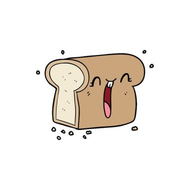 Basit bir çizgi film çizgi filmi gülen somun ekmek