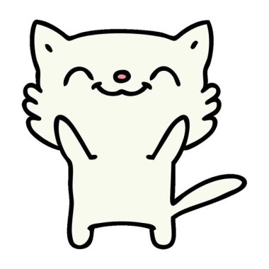 Küçük mutlu bir kedinin basit bir çizgi filmi.