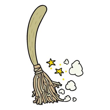 Basit bir cadılar bayramı çizgi filmi cadı süpürgesi.