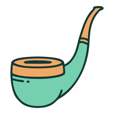 Sigara içen piposunun basit bir ikonik dövme görüntüsü