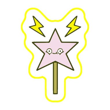 Sihirli bir değneğin basit bir çizgi filmi.