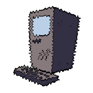 Basit bir döngü çizgi film karalama bilgisayarı ve klavye