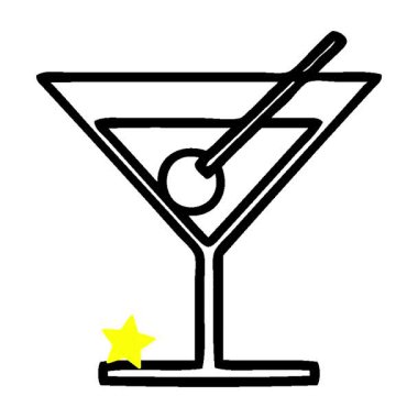 Süslü bir kokteyl ikonunun basit bir çizgi çizimi