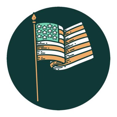 Amerikan bayrağının basit bir ikonik dövme görüntüsü