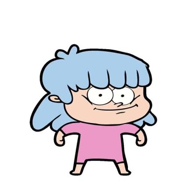 Gülümseyen basit bir çizgi film kadını.