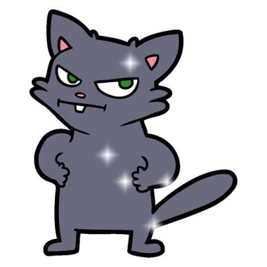 Basit bir çizgi film karakteri, rahatsız bir kedi.