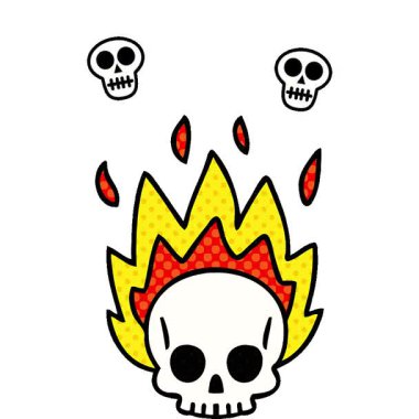 Basit bir döngü çizgi roman tarzı tuhaf bir kafatası.