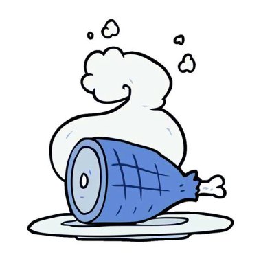 Basit bir çizgi film karakteri eti pişirdi.