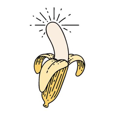 Geleneksel dövme tarzının basit bir döngü canlandırması. Soyulmuş muz.