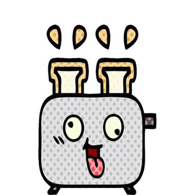 Bir tost makinesinin basit bir çizgi roman tarzı çizgi filmi.