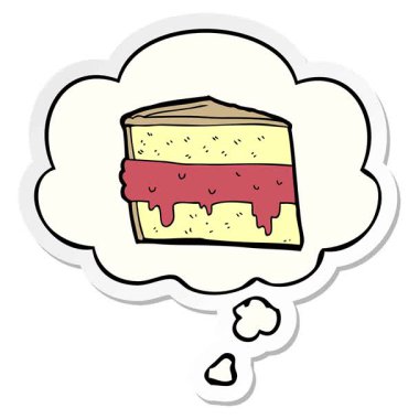 Yazılı çıkartma olarak düşünce baloncuklu basit bir çizgi film pastası.