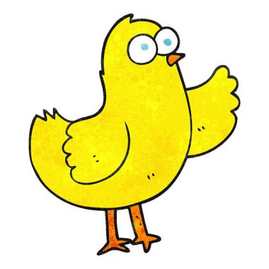 Basit bir kıvrımlı el yapımı çizgi film kuşu.